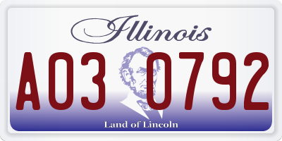 IL license plate A030792