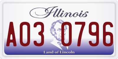 IL license plate A030796