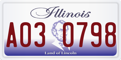 IL license plate A030798