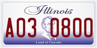 IL license plate A030800