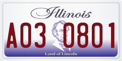 IL license plate A030801