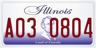 IL license plate A030804