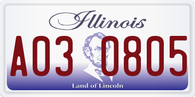 IL license plate A030805