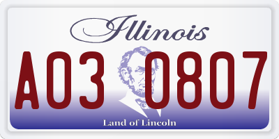 IL license plate A030807