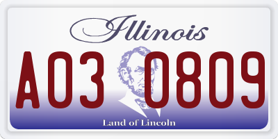 IL license plate A030809