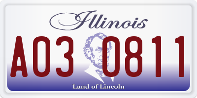 IL license plate A030811