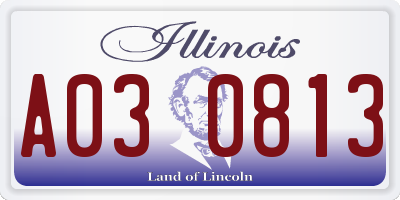 IL license plate A030813