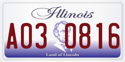 IL license plate A030816