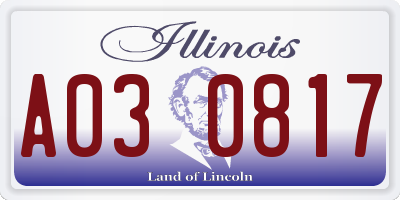 IL license plate A030817