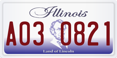 IL license plate A030821
