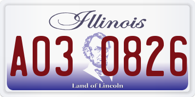 IL license plate A030826