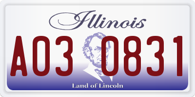 IL license plate A030831