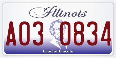 IL license plate A030834