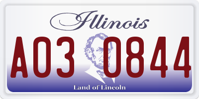 IL license plate A030844