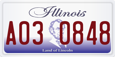 IL license plate A030848