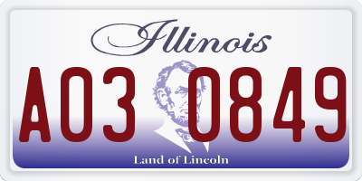 IL license plate A030849