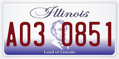 IL license plate A030851