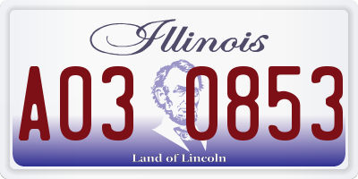 IL license plate A030853