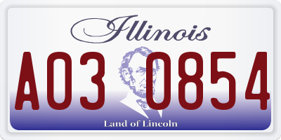 IL license plate A030854