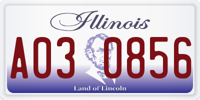 IL license plate A030856