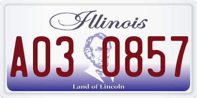 IL license plate A030857