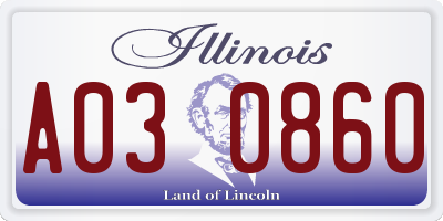 IL license plate A030860