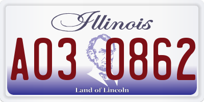 IL license plate A030862