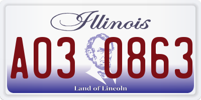 IL license plate A030863