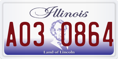 IL license plate A030864