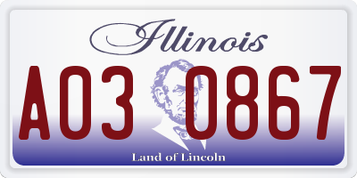 IL license plate A030867
