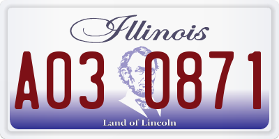 IL license plate A030871