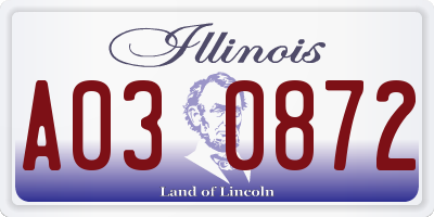 IL license plate A030872
