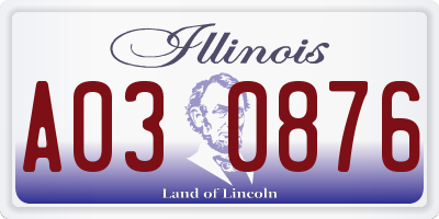 IL license plate A030876