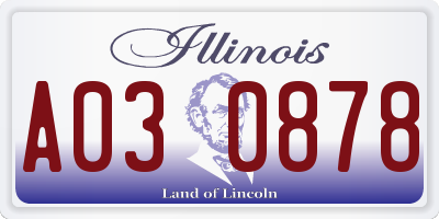IL license plate A030878
