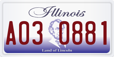 IL license plate A030881