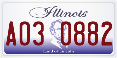 IL license plate A030882