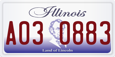 IL license plate A030883