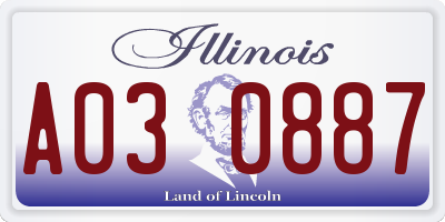 IL license plate A030887