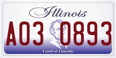 IL license plate A030893