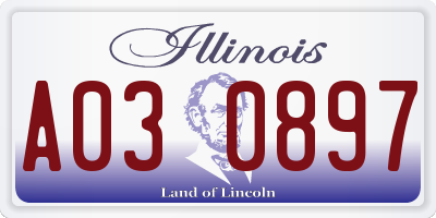 IL license plate A030897