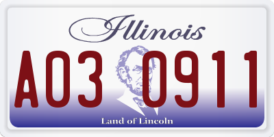 IL license plate A030911