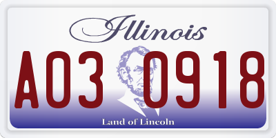 IL license plate A030918