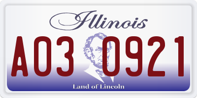 IL license plate A030921