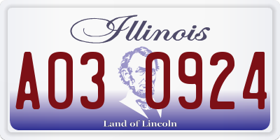IL license plate A030924