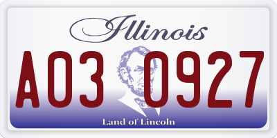 IL license plate A030927