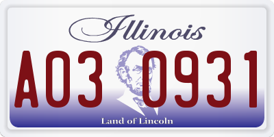 IL license plate A030931