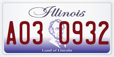 IL license plate A030932