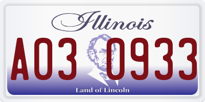 IL license plate A030933