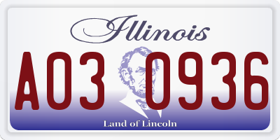 IL license plate A030936