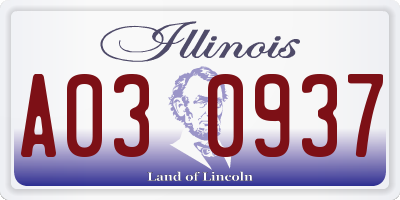 IL license plate A030937